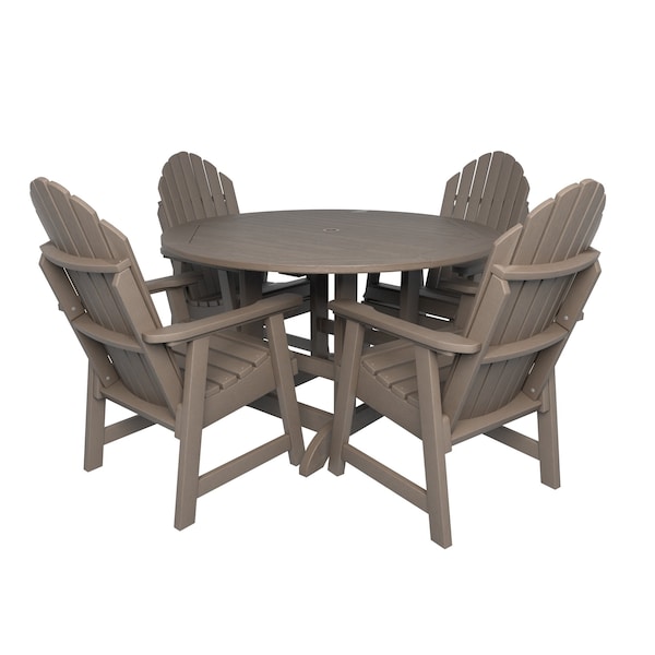 Highwood Usa Hamilton 5pc Round Outdoor Patio Furniture Dining Set AD-DNA48-WBR - main